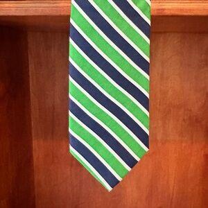 Vineyard Vines Navy and Green Striped Tie